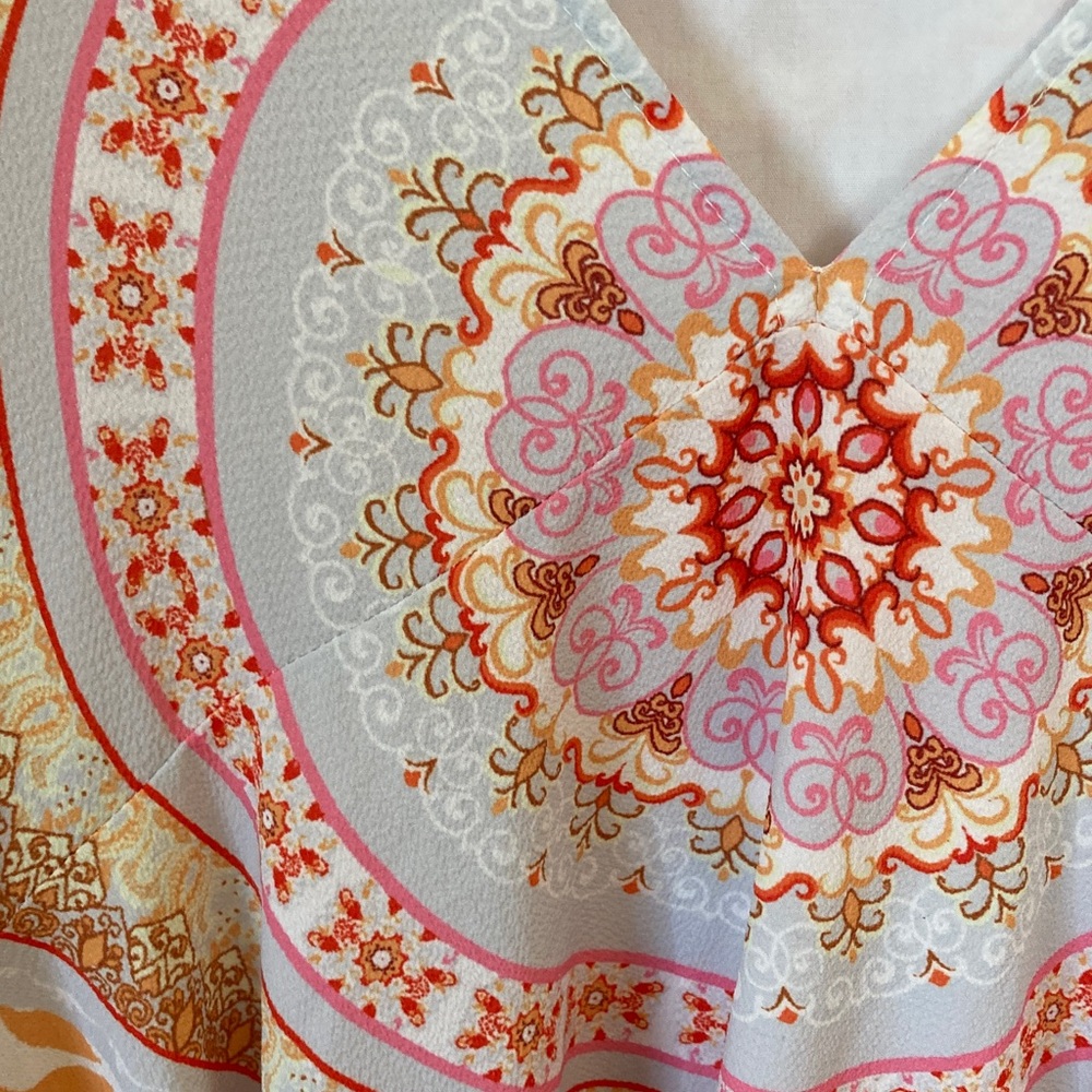Umgee White Tunic with Pink & Gold Medallion Print - Picture 3 of 10